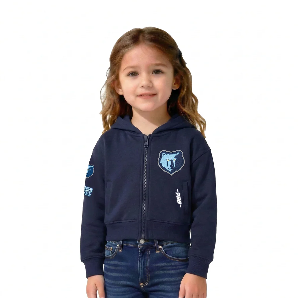 NBA MEMPHIS GRIZZLIES CLASSIC TODDLER GIRLS FLEECE FULL ZIP HOODIE  (MIDNIGHT NAVY)