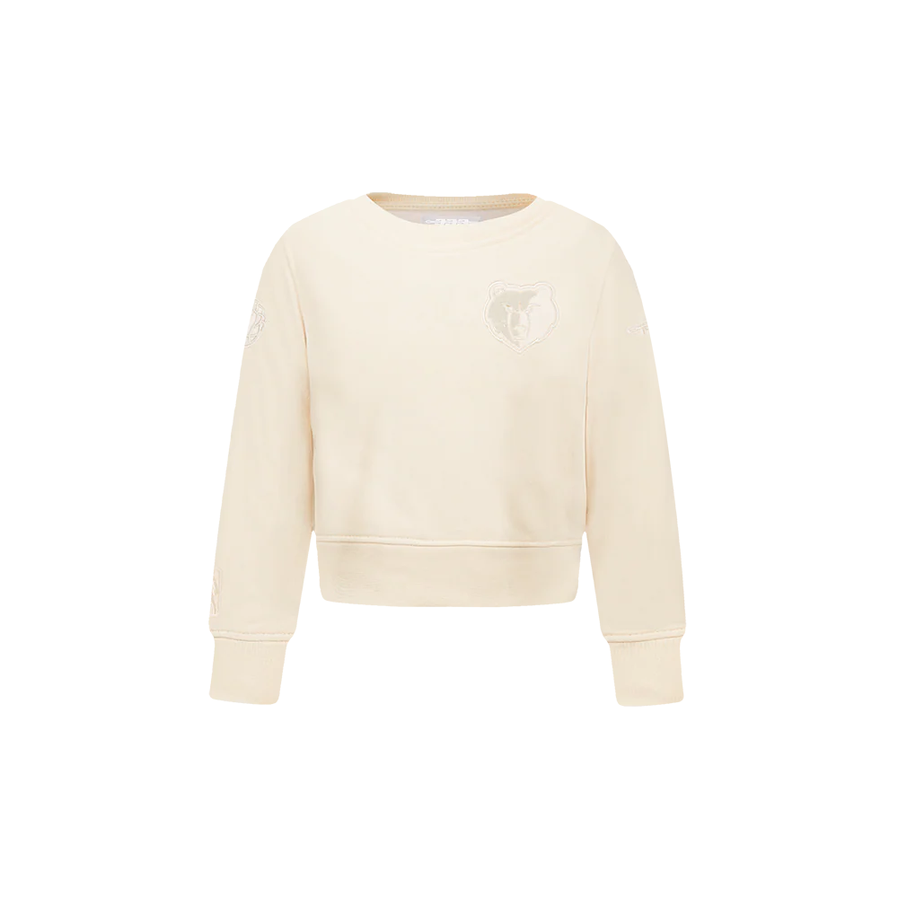 NBA MEMPHIS GRIZZLIES NEUTRAL TODDLER GIRLS FLEECE CREWNECK (EGGSHELL)