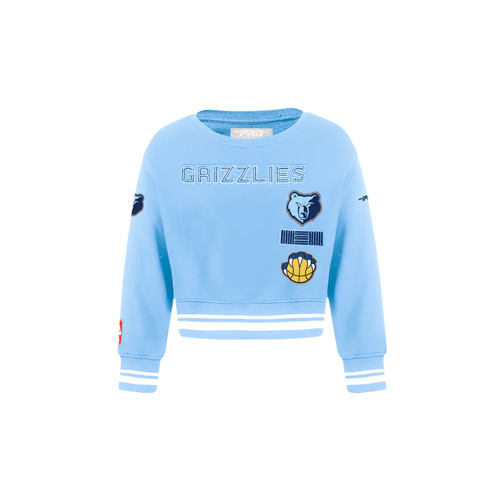 NBA MEMPHIS GRIZZLIES RETRO CLASSIC TODDLER GIRLS RIB FLEECE CREWNECK (UNIVERSITY BLUE)
