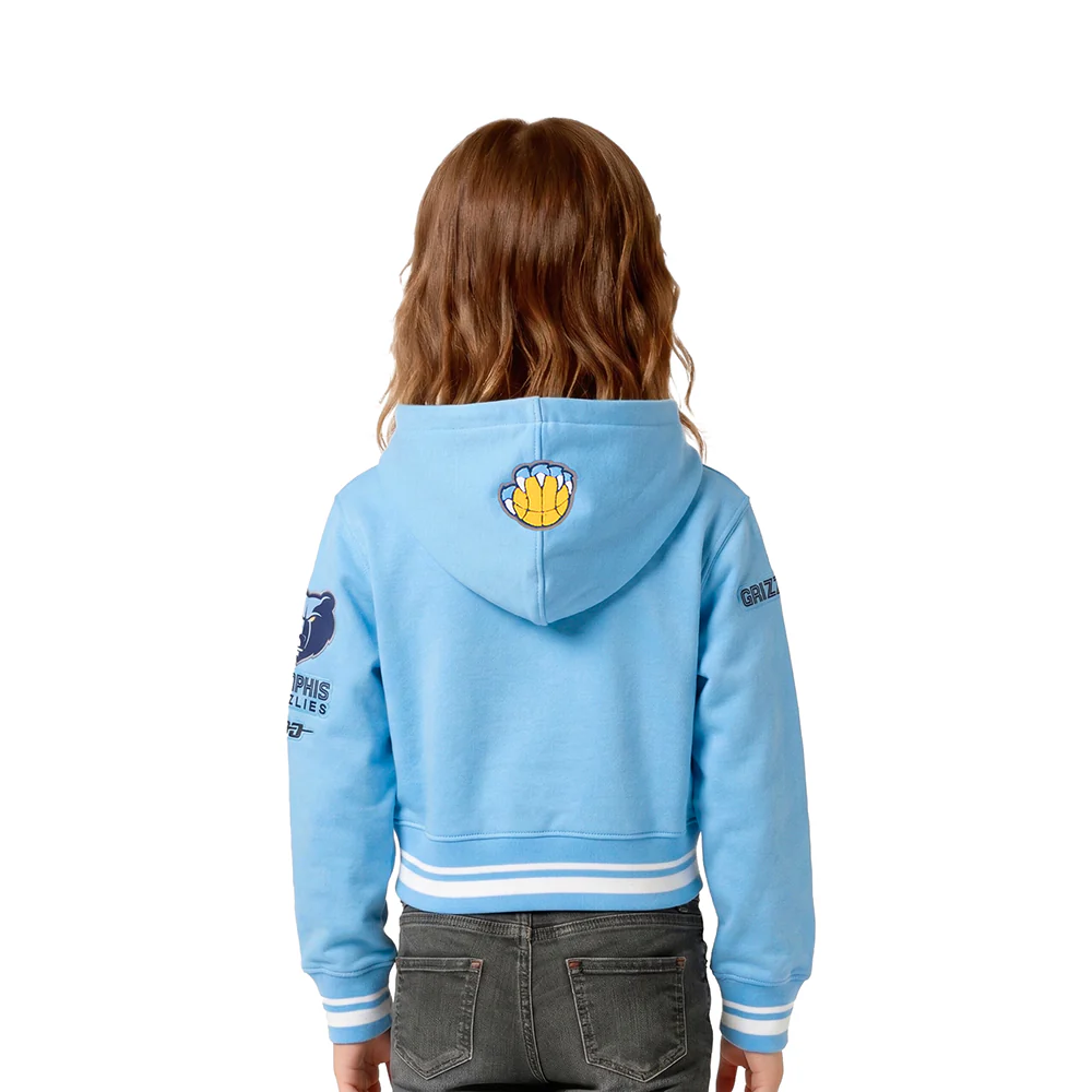 NBA MEMPHIS GRIZZLIES RETRO CLASSIC TODDLER GIRLS  RIB FLEECE PULLOVER HOODIE (UNIVERSITY BLUE) - Image 2