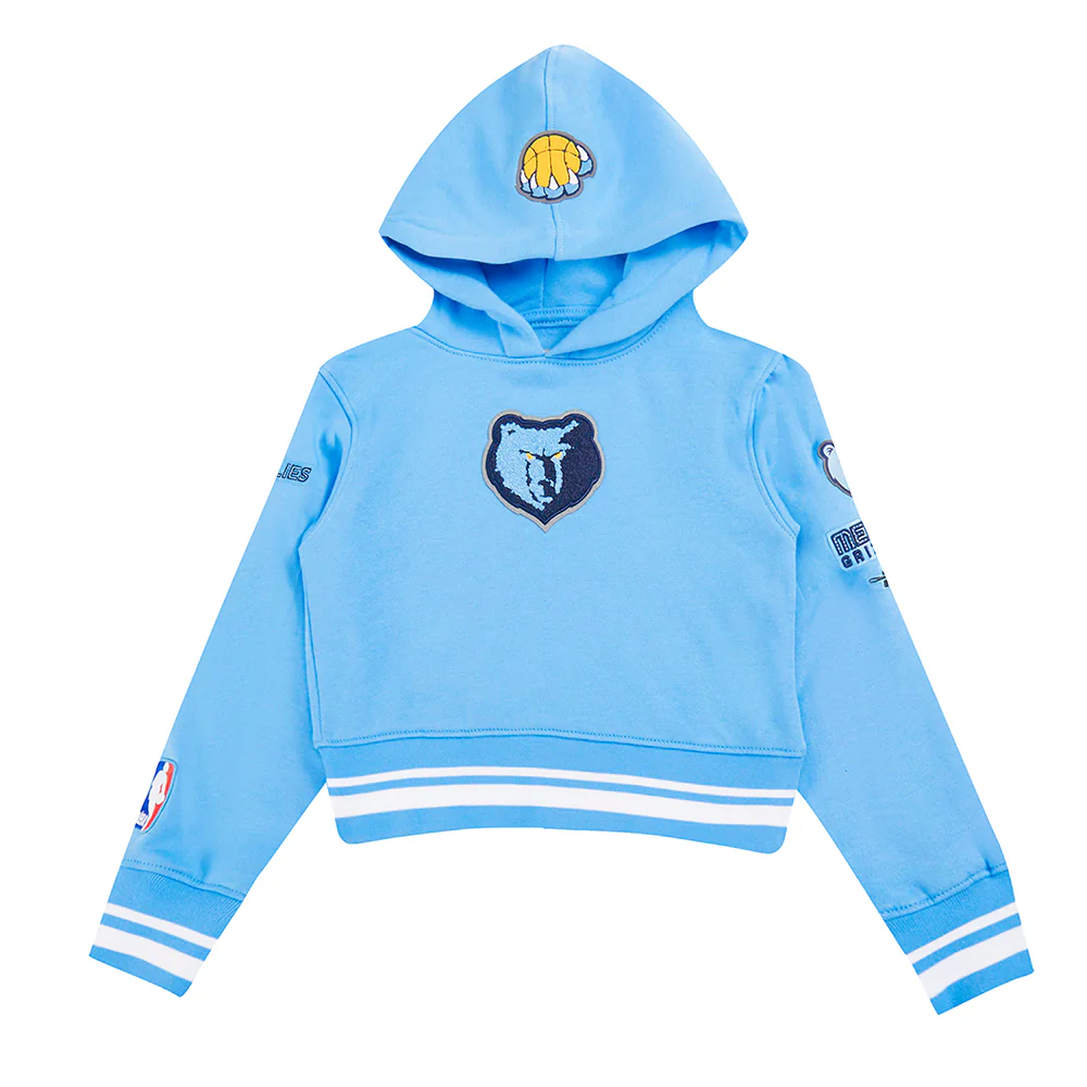 NBA MEMPHIS GRIZZLIES RETRO CLASSIC TODDLER GIRLS  RIB FLEECE PULLOVER HOODIE (UNIVERSITY BLUE) - Image 3
