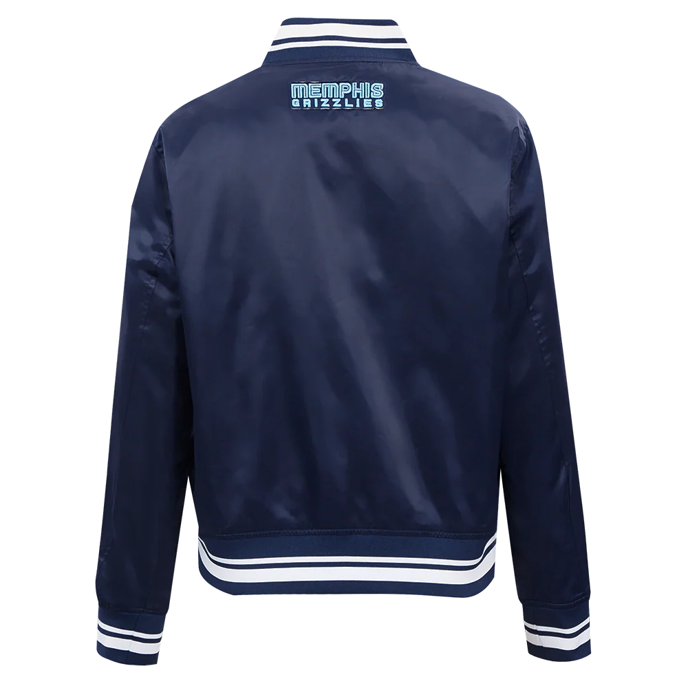 NBA MEMPHIS GRIZZLIES SCRIPT TAIL WOMEN'S SATIN JACKET (MIDNIGHT NAVY) - Image 3
