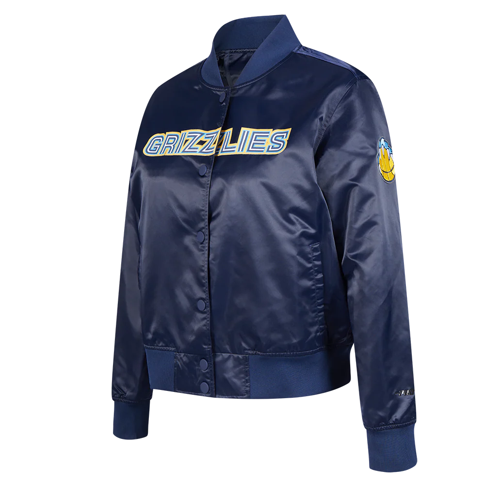 NBA MEMPHIS GRIZZLIES CLASSIC WOMEN'S SATIN JACKET (MIDNIGHT NAVY) - Image 2