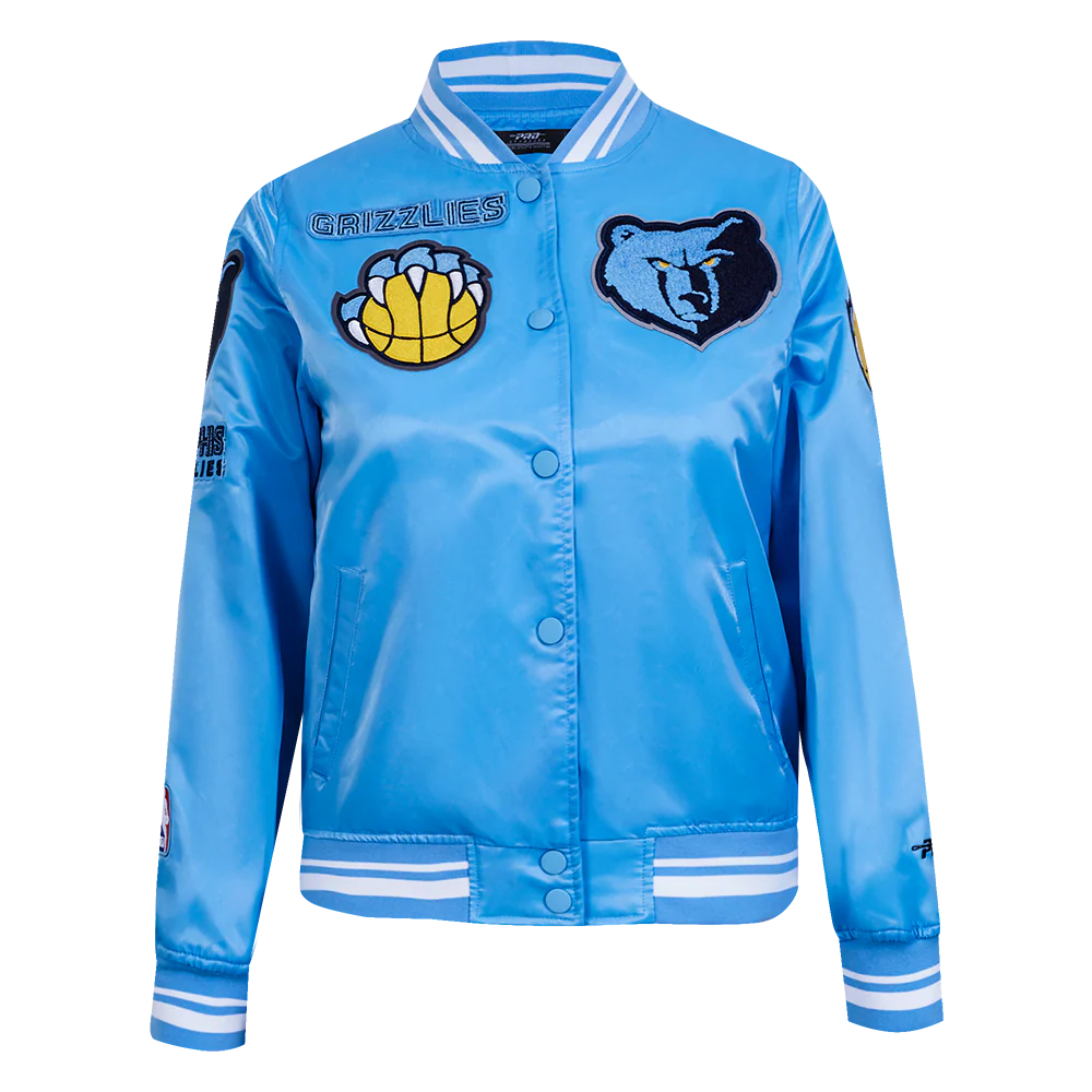 NBA MEMPHIS GRIZZLIES RETRO CLASSIC WOMEN'S RIB SATIN JACKET (UNIVERSITY BLUE)