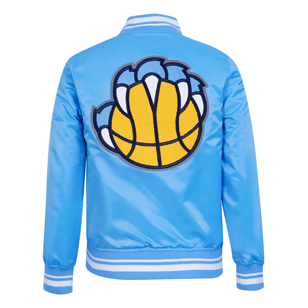 NBA MEMPHIS GRIZZLIES RETRO CLASSIC WOMEN'S RIB SATIN JACKET (UNIVERSITY BLUE) - Image 3
