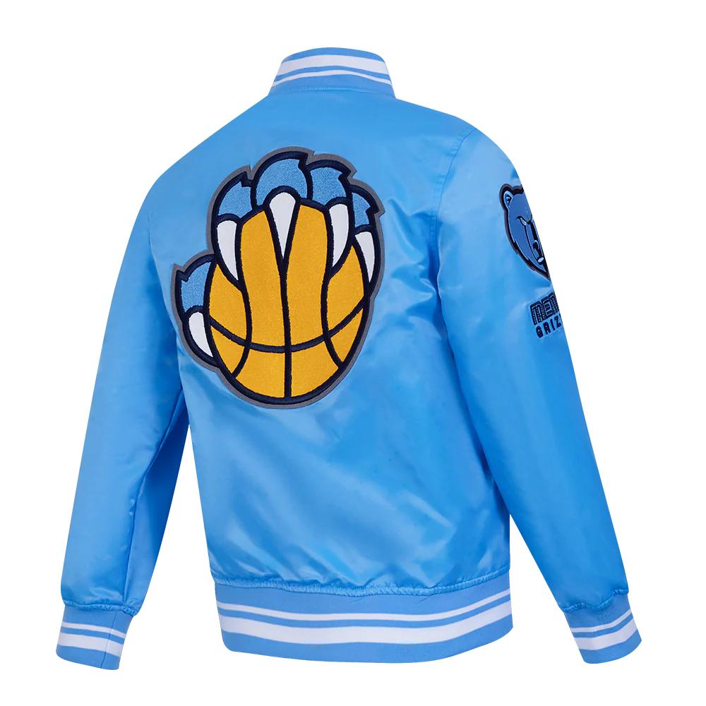 NBA MEMPHIS GRIZZLIES RETRO CLASSIC WOMEN'S RIB SATIN JACKET (UNIVERSITY BLUE) - Image 4