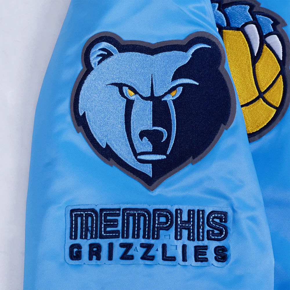 NBA MEMPHIS GRIZZLIES RETRO CLASSIC WOMEN'S RIB SATIN JACKET (UNIVERSITY BLUE) - Image 9