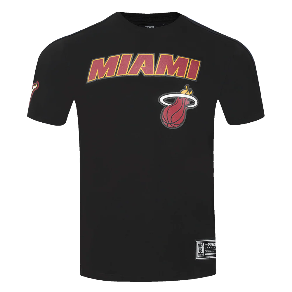 NBA MIAMI HEAT CLASSIC MEN'S MESH STRIPED TEE (BLACK)