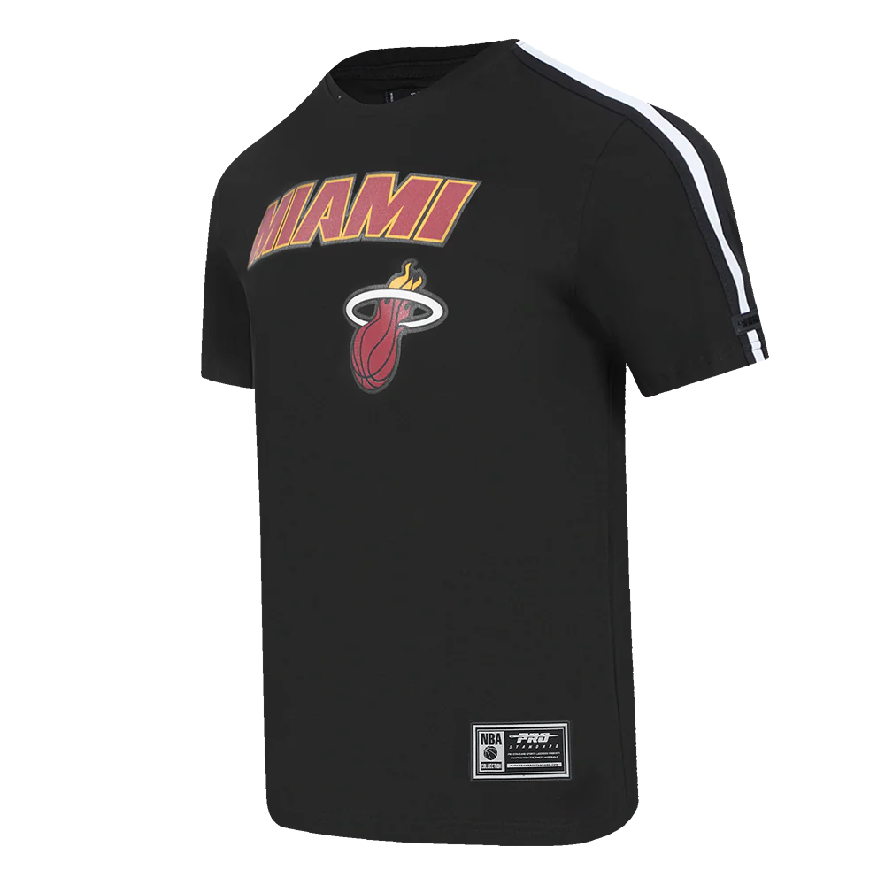 NBA MIAMI HEAT CLASSIC MEN'S MESH STRIPED TEE (BLACK) - Image 2