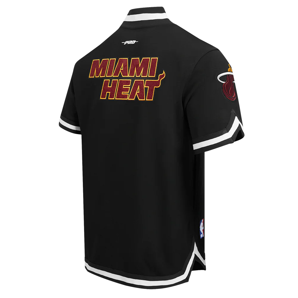 NBA MIAMI HEAT CLASSIC MEN'S PRO SS DOUBLE KNIT JACKET  (BLACK) - Image 6