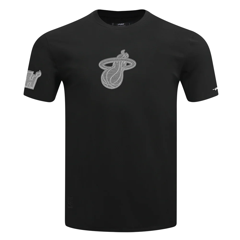 NBA MIAMI HEAT REVERSE FRENCH TERRY MEN'S COTTON JERSEY DROP SHOULDER TEE (BLACK)