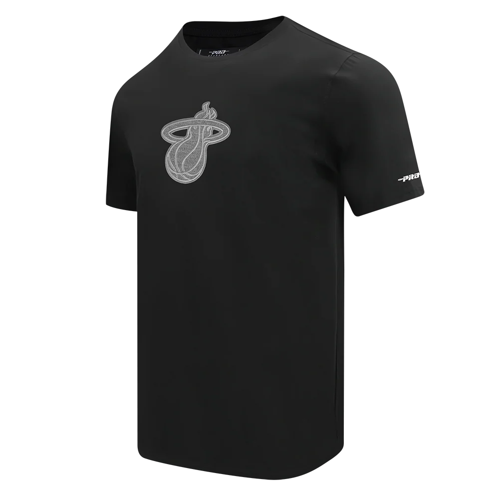 NBA MIAMI HEAT REVERSE FRENCH TERRY MEN'S COTTON JERSEY DROP SHOULDER TEE (BLACK) - Image 2