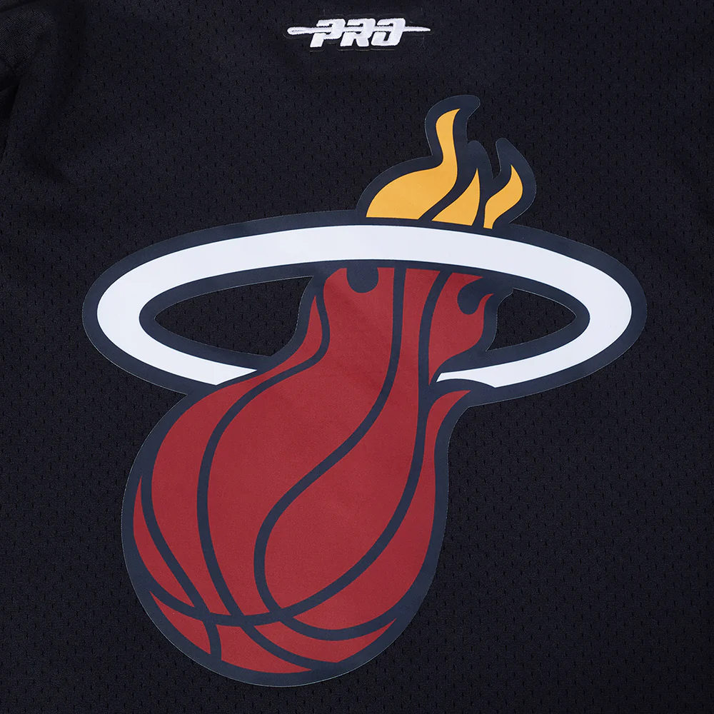 NBA MIAMI HEAT TYLER HERRO #14 CLASSIC MESH PNN MEN'S MESH BUTTON DOWN SHIRT (BLACK) - Image 5