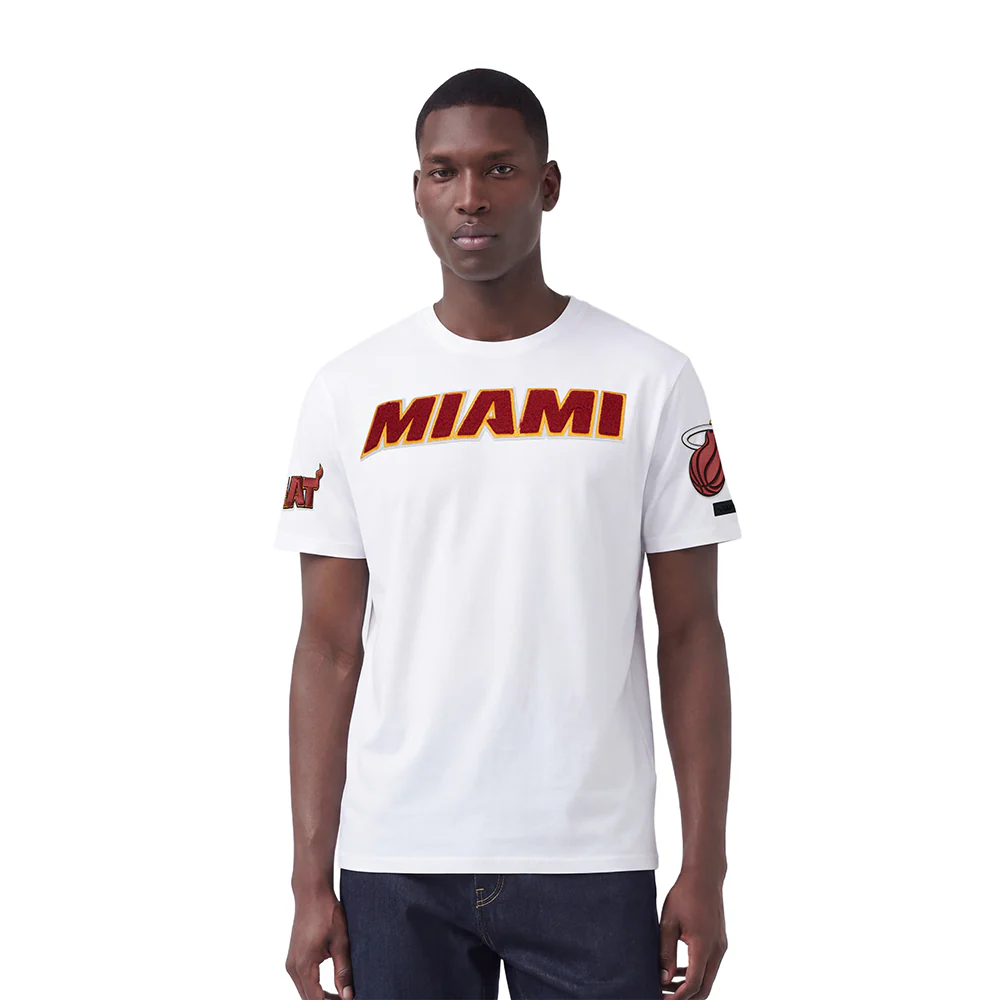 NBA MIAMI HEAT CLASSIC CHENILLE MEN'S TEE (WHITE)