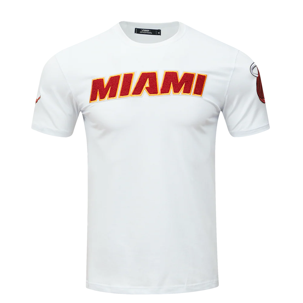 NBA MIAMI HEAT CLASSIC CHENILLE MEN'S TEE (WHITE) - Image 3