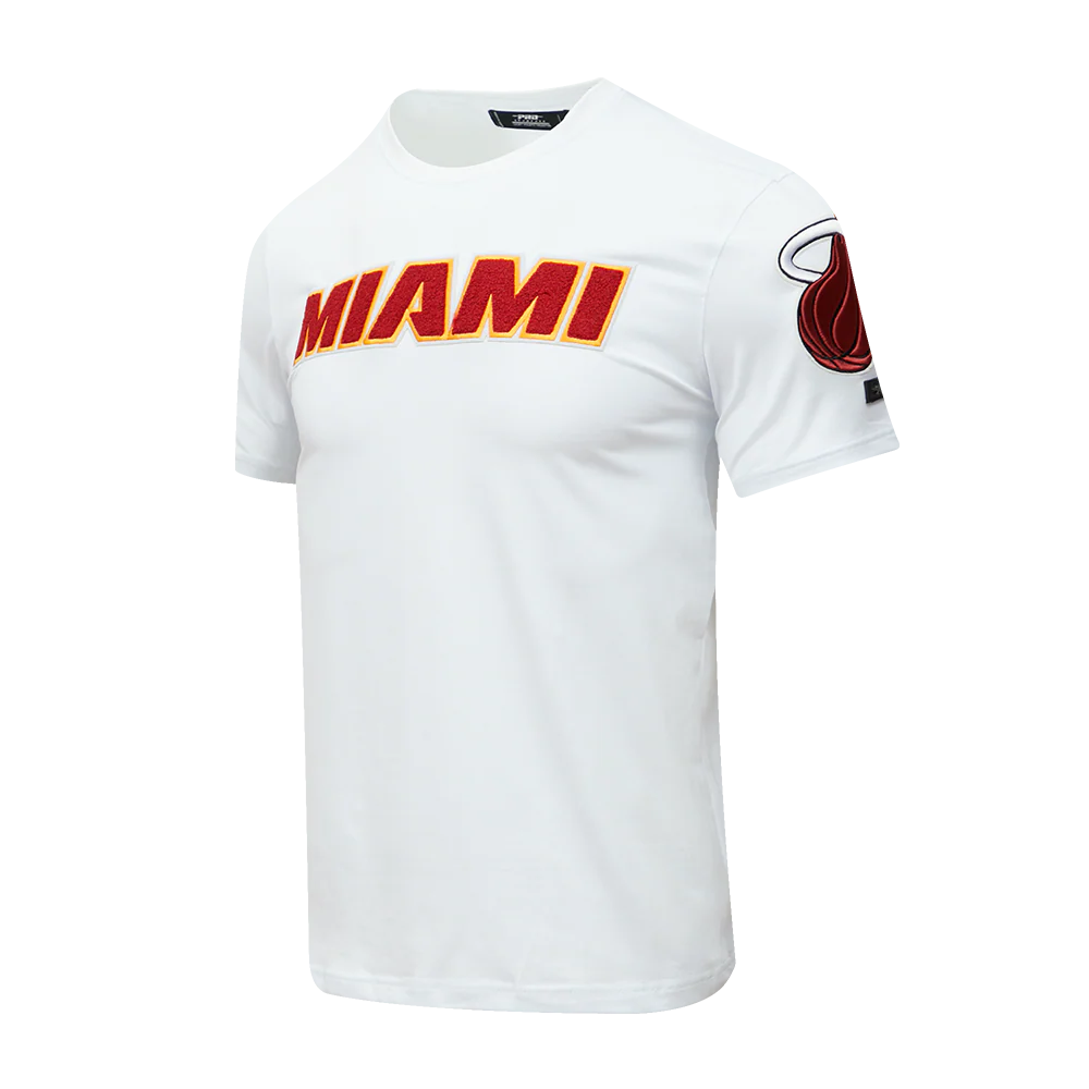 NBA MIAMI HEAT CLASSIC CHENILLE MEN'S TEE (WHITE) - Image 4