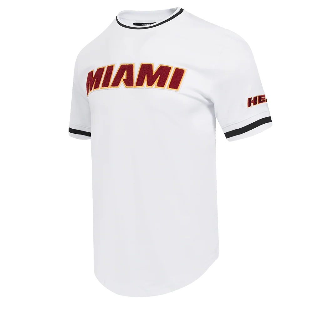 NBA MIAMI HEAT CLASSIC CHENILLE MEN'S TEE (WHITE) - Image 4