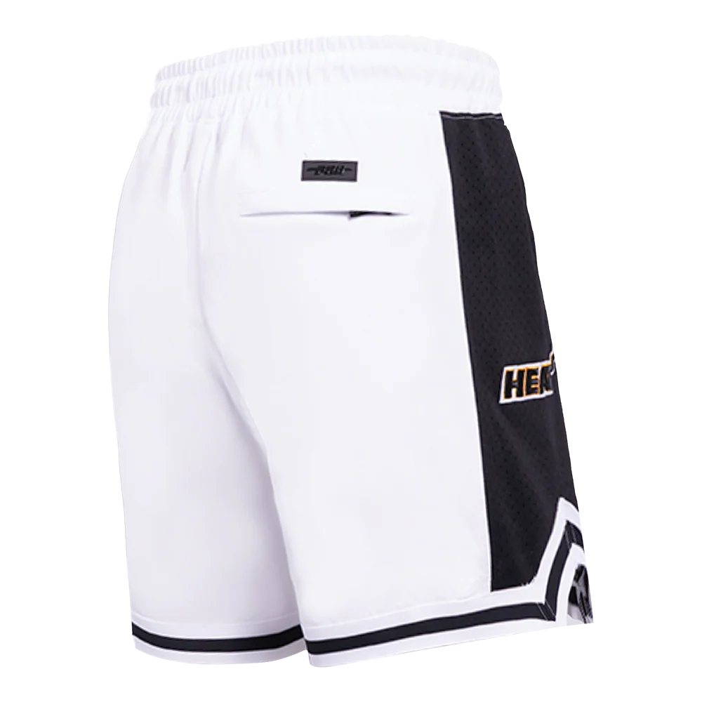 NBA MIAMI HEAT SCRIPT TAIL MEN'S DOUBLE KNIT 2.0 SHORT (WHITE/BLACK) - Image 3