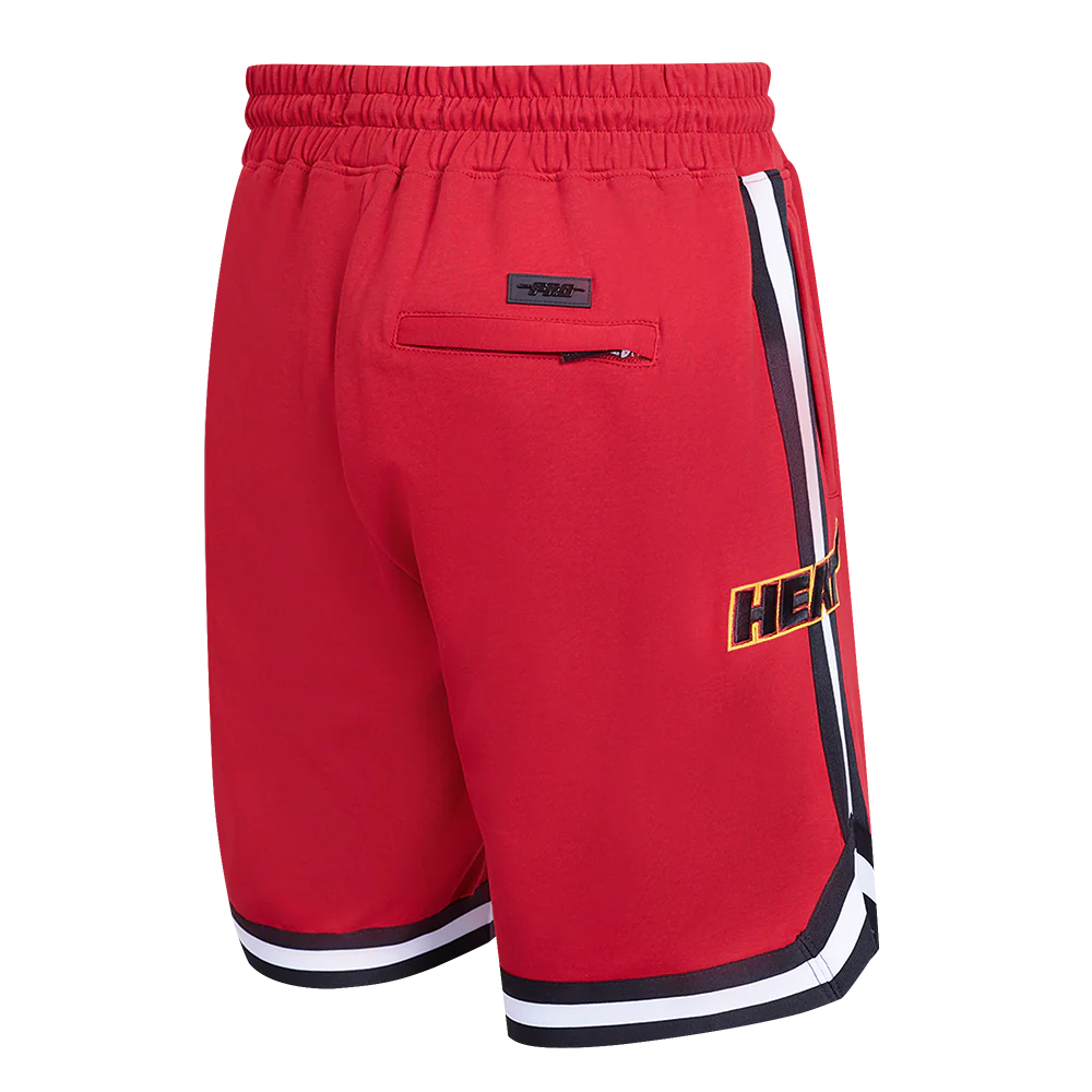 NBA MIAMI HEAT CLASSIC CHENILLE MEN'S SHORT (CARDINAL RED/BLACK) - Image 3