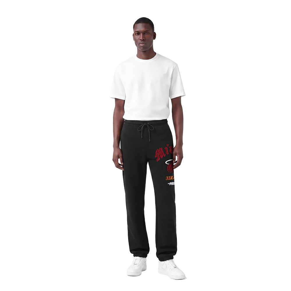 NBA MIAMI HEAT OLD ENGLISH MEN'S SWEATPANT (BLACK) - Image 3