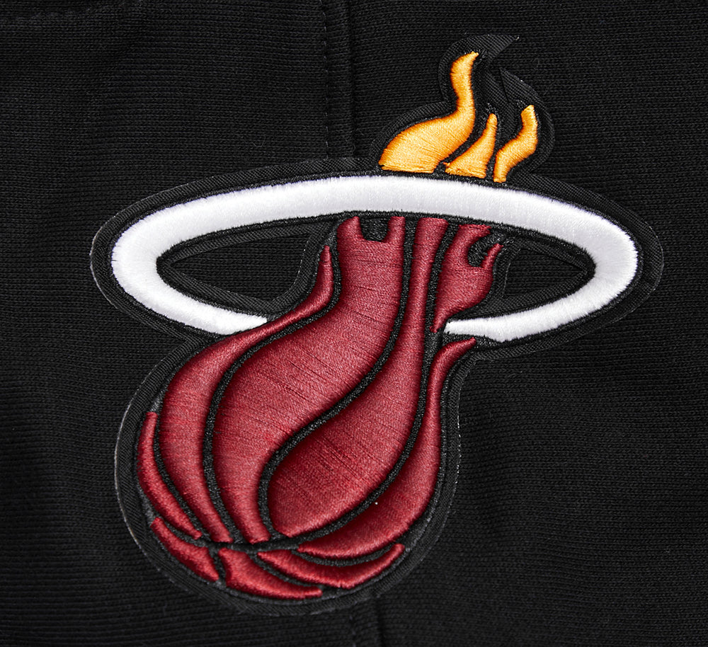 NBA MIAMI HEAT SCRIPT TAIL MEN'S RIB FLEECE PULLOVER HOODIE (BLACK) - Image 5
