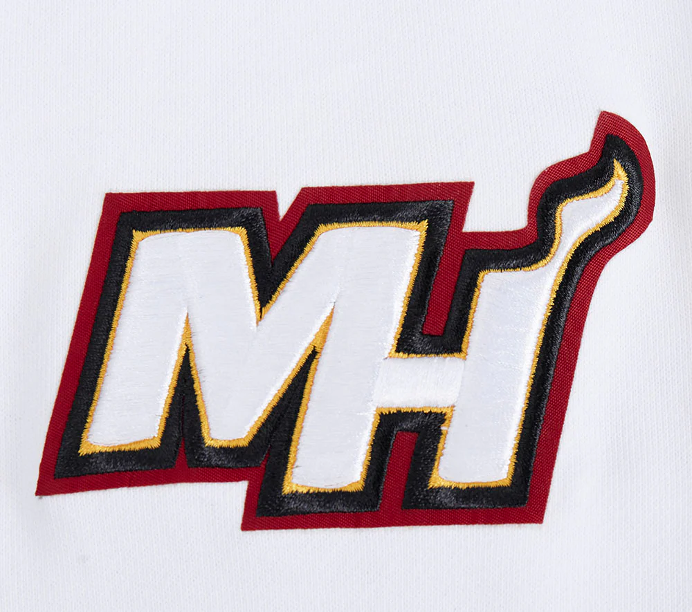 NBA MIAMI HEAT SCRIPT TAIL MEN'S RIB FLEECE PULLOVER HOODIE (WHITE/BLACK) - Image 7