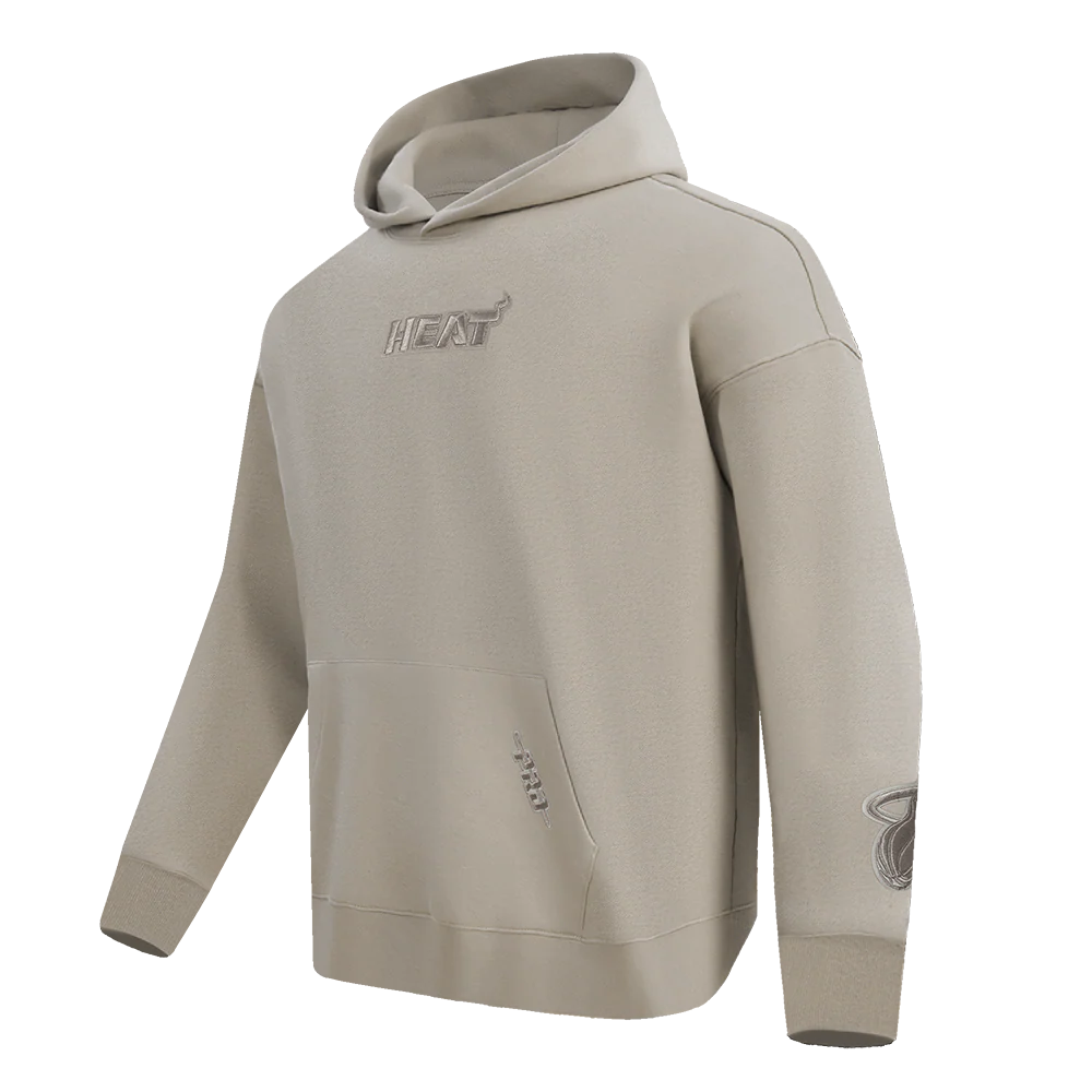 NBA MIAMI HEAT WINGSPAN MEN'S DROP SHOULDER FLEECE PULLOVER HOODIE (TAUPE) - Image 5