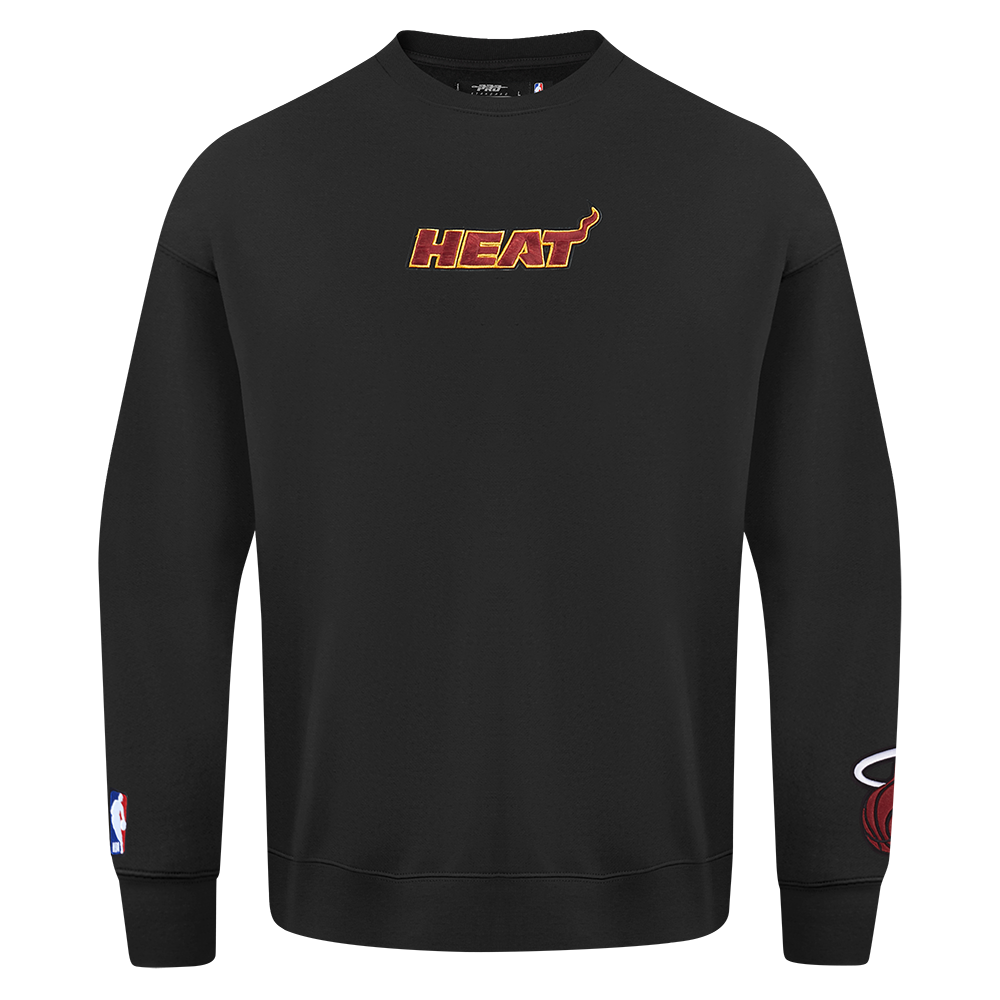 NBA MIAMI HEAT WINGSPAN MEN'S DROP SHOULDER FLEECE CREWNECK (BLACK) - Image 3