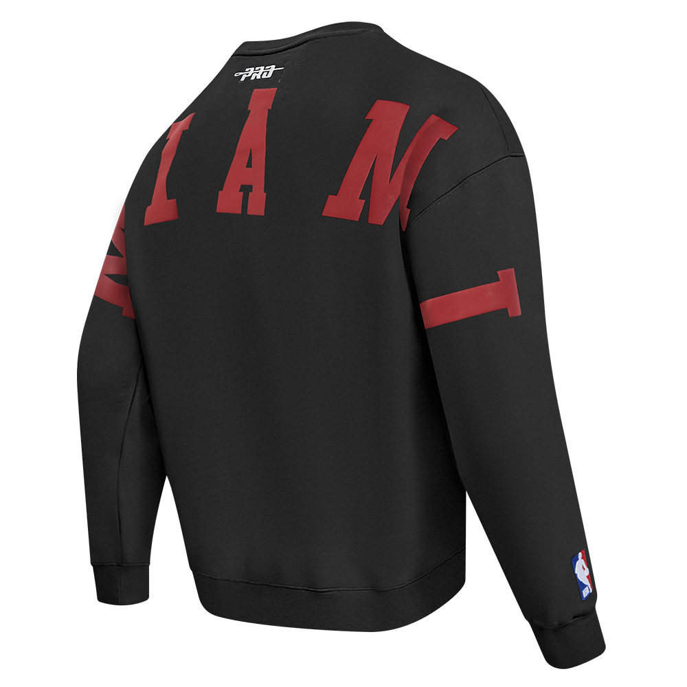 NBA MIAMI HEAT WINGSPAN MEN'S DROP SHOULDER FLEECE CREWNECK (BLACK) - Image 6