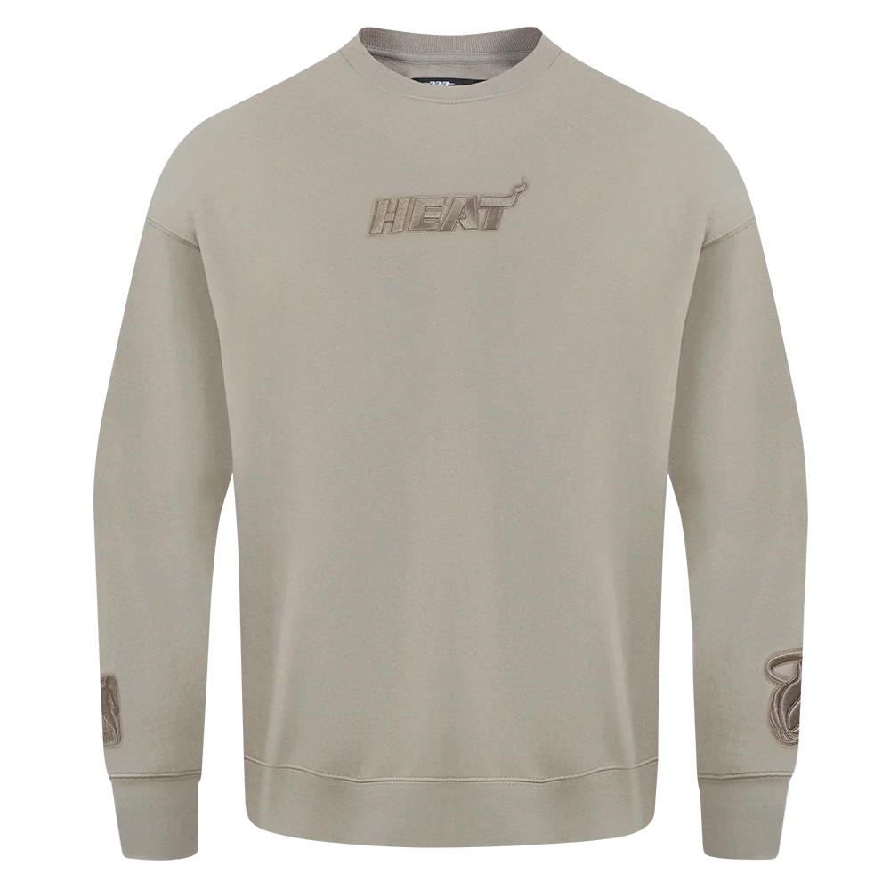NBA MIAMI HEAT WINGSPAN MEN'S DROP SHOULDER FLEECE CREWNECK (TAUPE) - Image 3