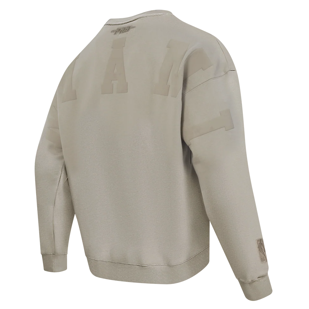 NBA MIAMI HEAT WINGSPAN MEN'S DROP SHOULDER FLEECE CREWNECK (TAUPE) - Image 6
