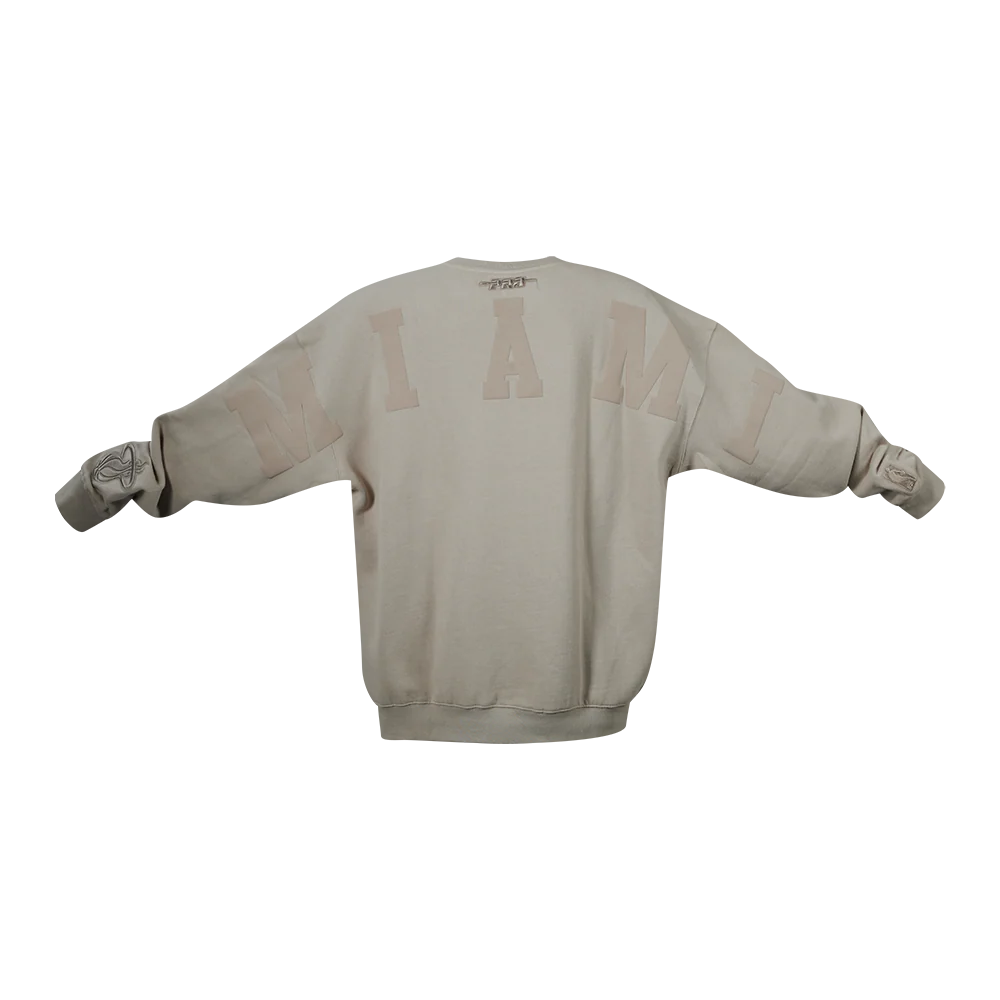 NBA MIAMI HEAT WINGSPAN MEN'S DROP SHOULDER FLEECE CREWNECK (TAUPE) - Image 7