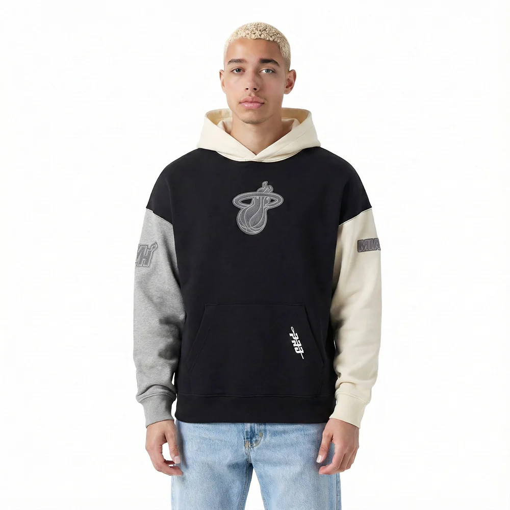 NBA MIAMI HEAT REVERSE FRENCH TERRY MEN'S COLOR BLOCK FLEECE PULLOVER HOODIE