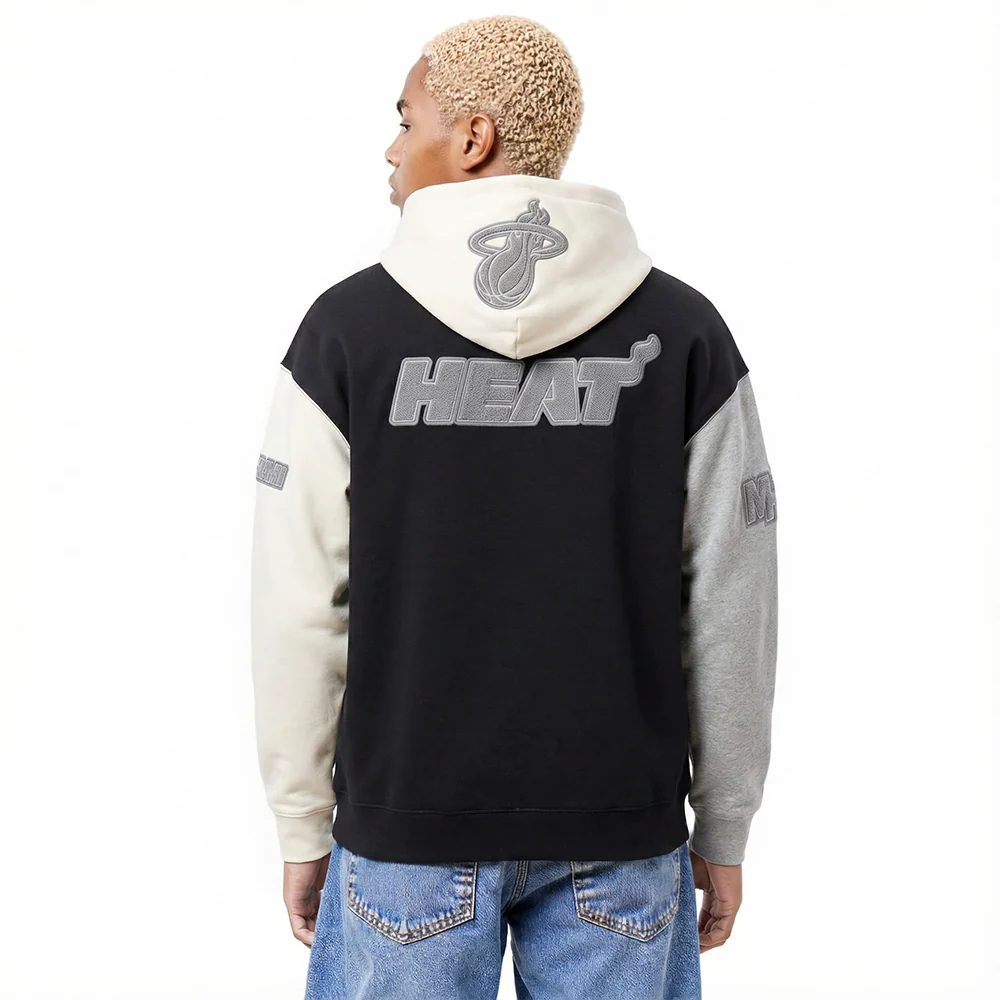 NBA MIAMI HEAT REVERSE FRENCH TERRY MEN'S COLOR BLOCK FLEECE PULLOVER HOODIE - Image 2