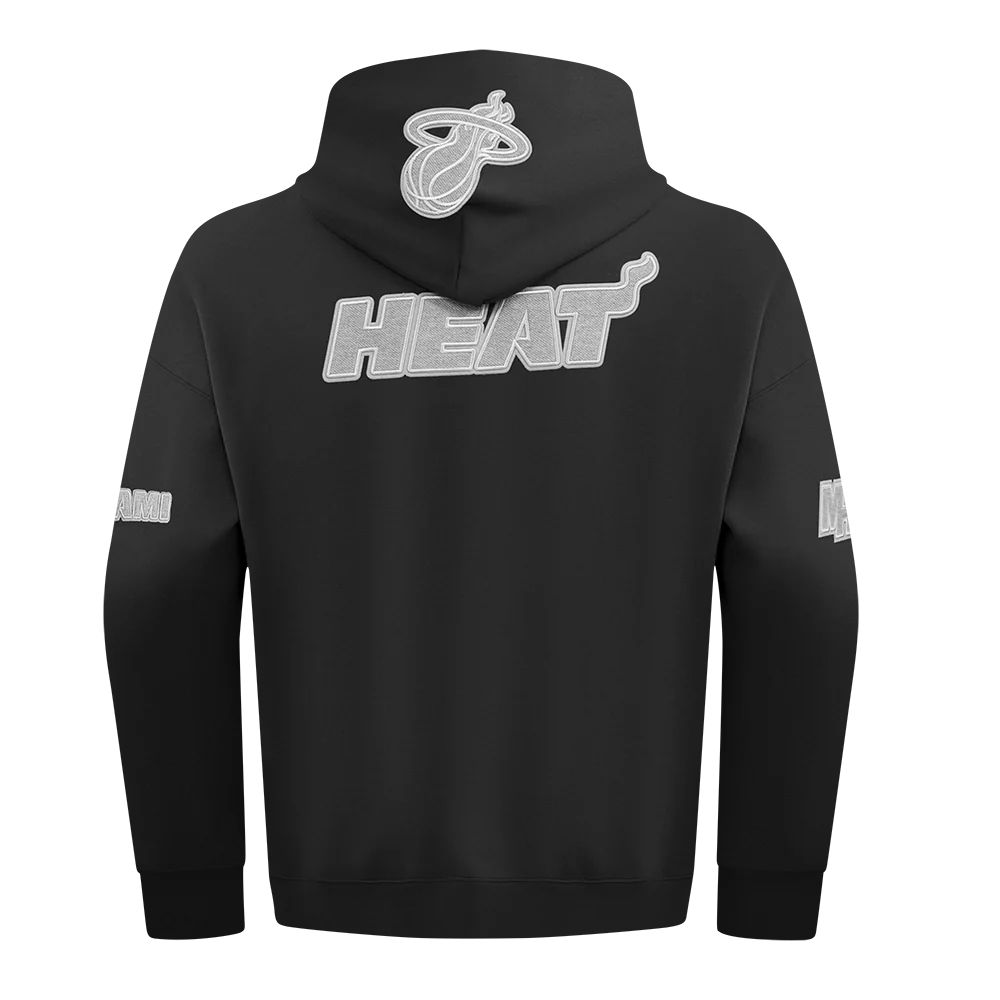 NBA MEN'SIAMEN'SI HEAT REVERSE FRENCH TERRY MEN'S DROP SHOULDER FLC PO HOODI (BLACK) - Image 3
