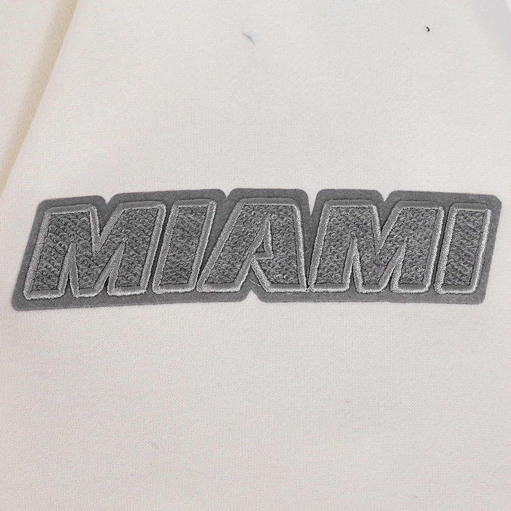 NBA MIAMI HEAT REVERSE FRENCH TERRY MEN'S DROP SHOULDER FLC CREWNECK (EGGSHELL) - Image 8