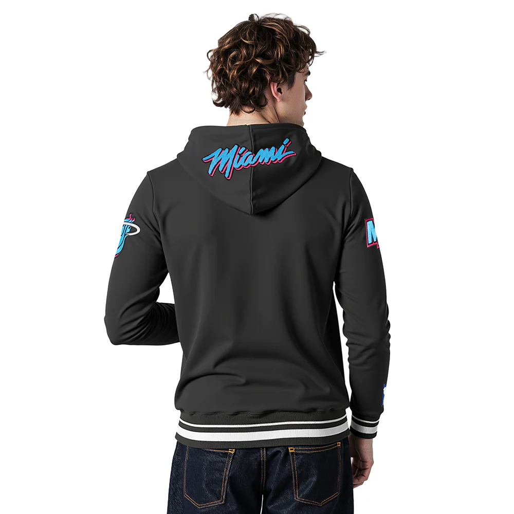 NBA MIAMI HEAT CITY EDITION 25-26 MEN'S RIB FLC PO HOODIE (BLACK) - Image 2