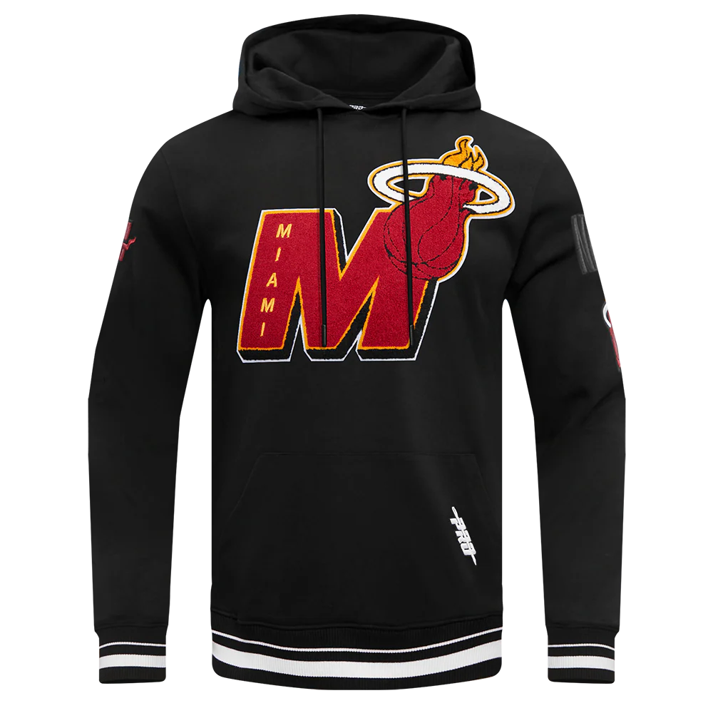 NBA MIAMI HEAT MASHUP MEN'S RIB PULLOVER HOODIE (BLACK)