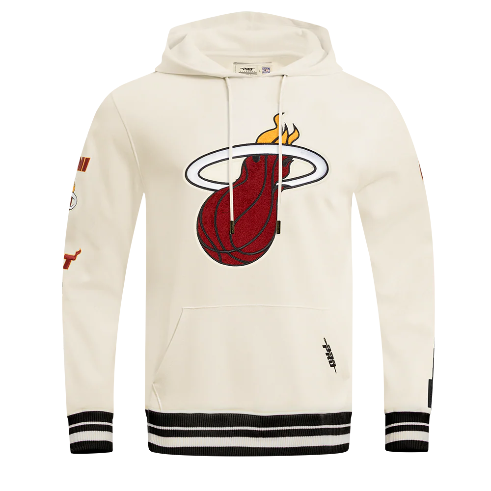NBA MIAMI HEAT RETRO CLASSIC MEN'S PO HOODIE (EGGSHELL/ BLACK)