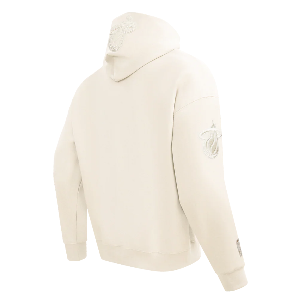 NBA MIAMI HEAT NEUTRAL DROP SHOULDER FLEECE PULLOVER HOODIE (EGGSHELL) - Image 10