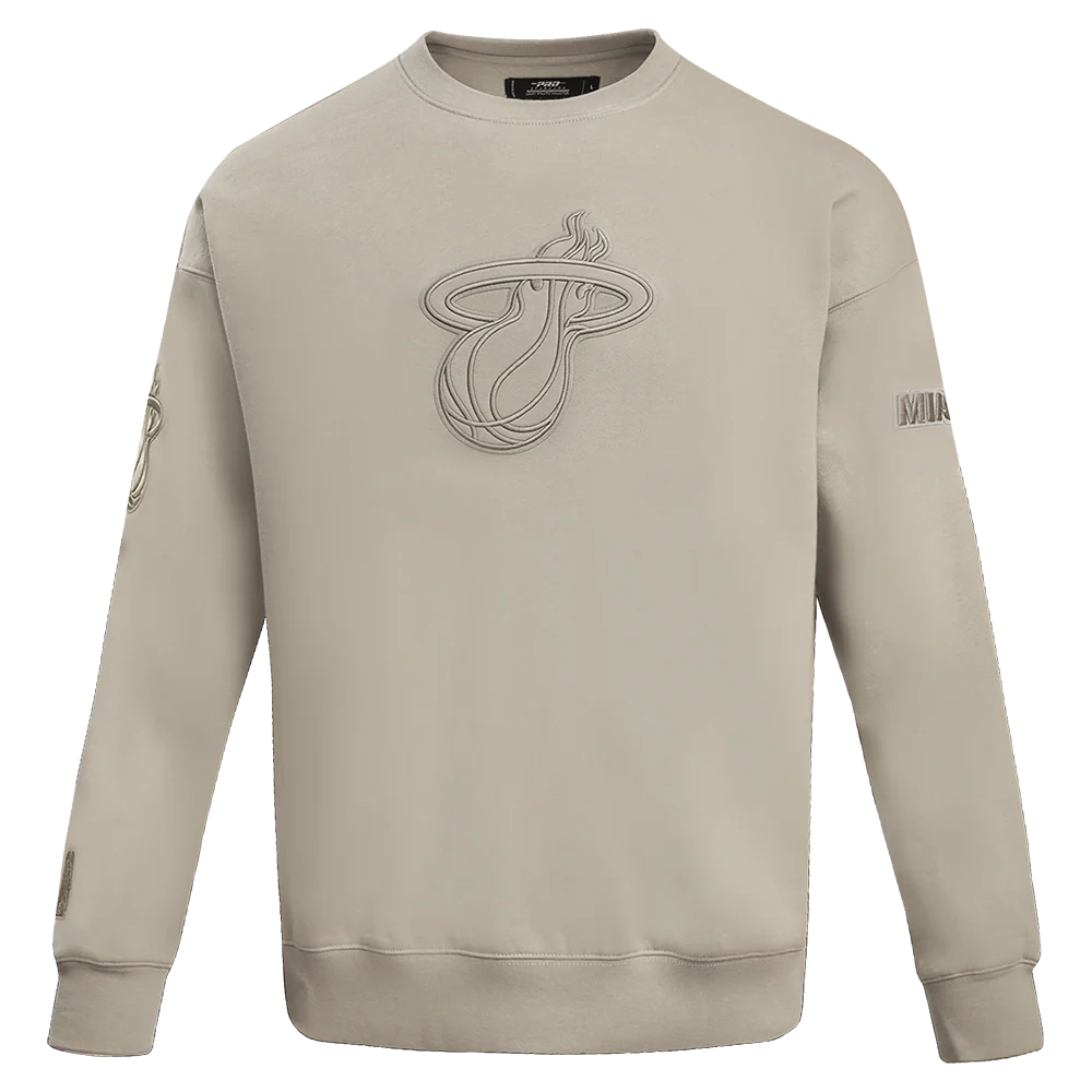 NBA MIAMI HEAT NEUTRAL DROP SHOULDER FLEECE CREWNECK (TAUPE) - Image 3