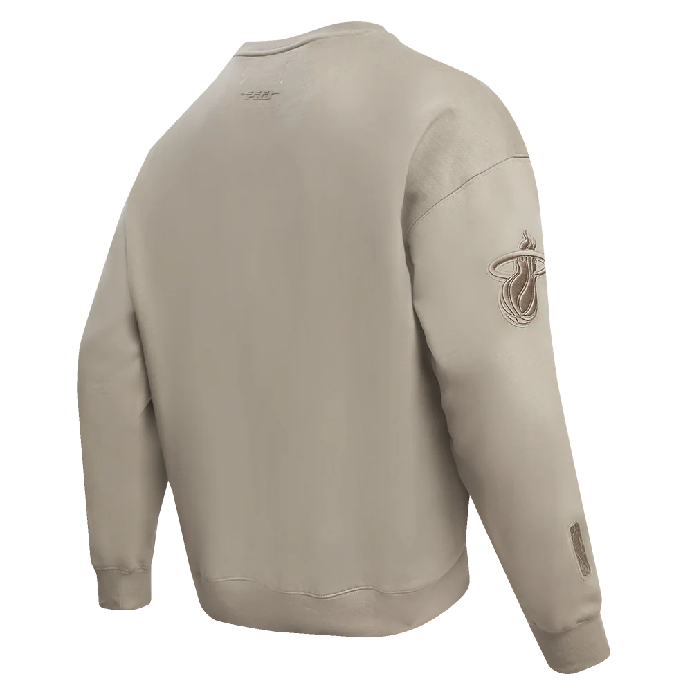 NBA MIAMI HEAT NEUTRAL DROP SHOULDER FLEECE CREWNECK (TAUPE) - Image 6