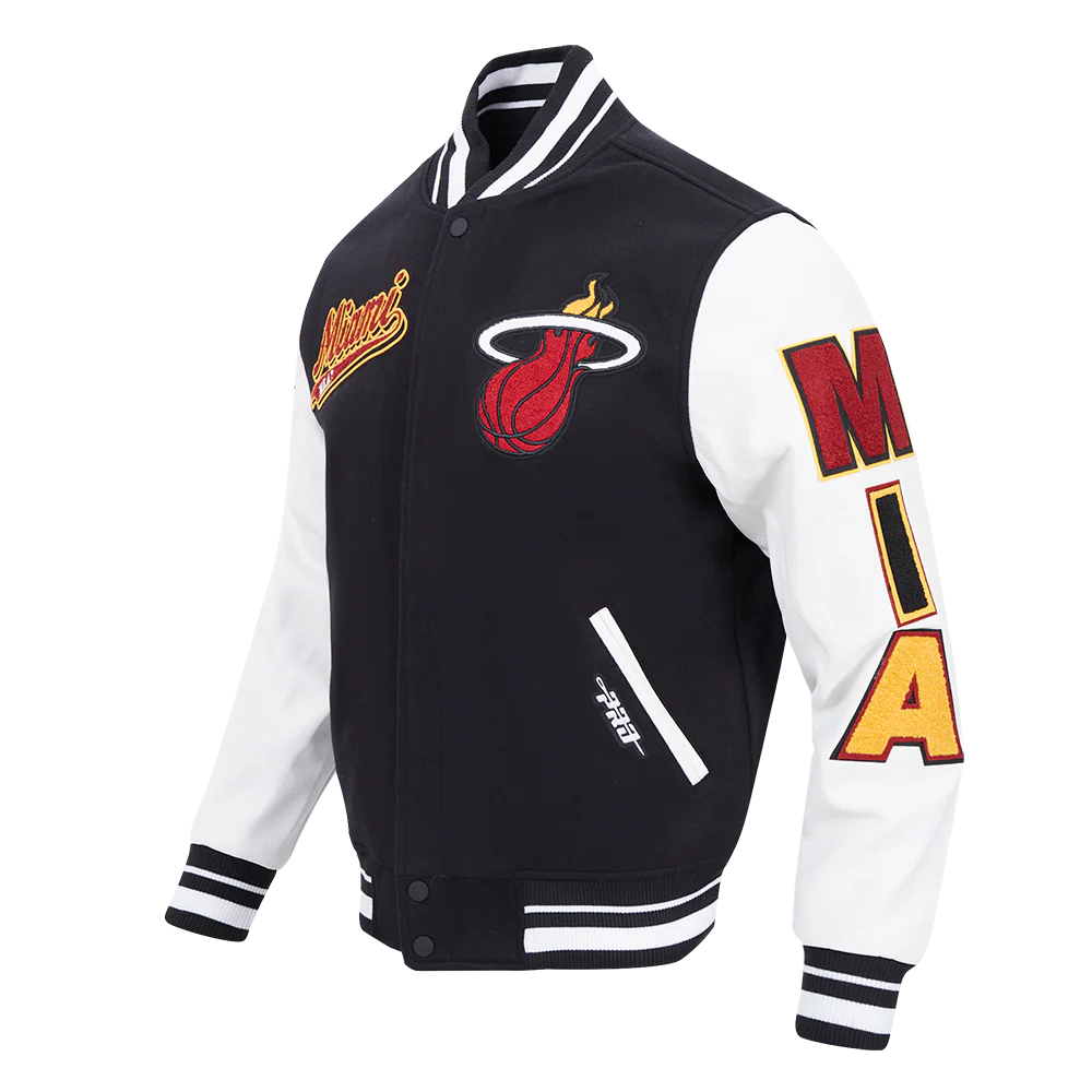 NBA MIAMI HEAT SCRIPT TAIL MEN'S RIB WOOL VARSITY (BLACK/WHITE) - Image 2