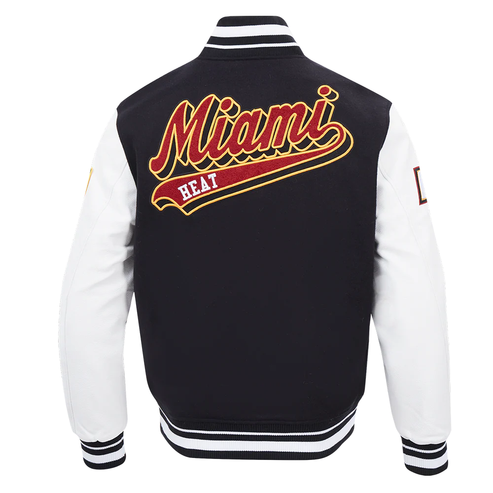 NBA MIAMI HEAT SCRIPT TAIL MEN'S RIB WOOL VARSITY (BLACK/WHITE) - Image 3