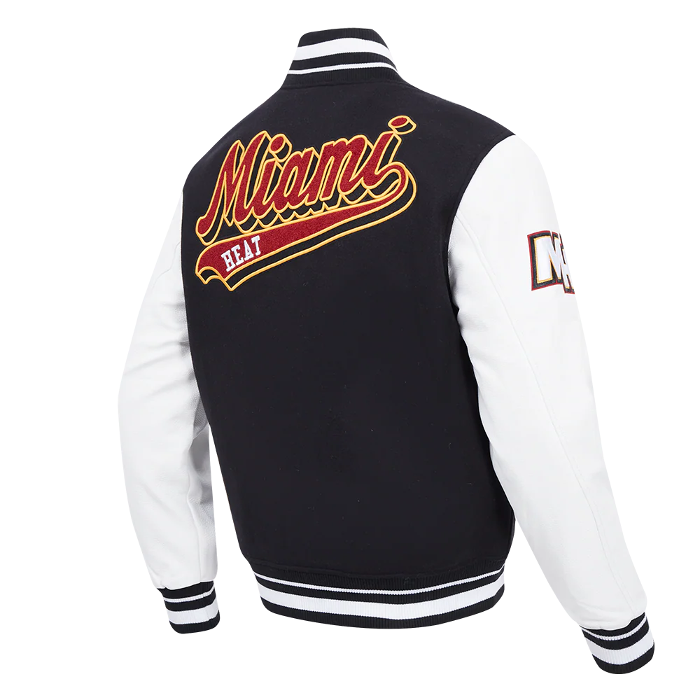 NBA MIAMI HEAT SCRIPT TAIL MEN'S RIB WOOL VARSITY (BLACK/WHITE) - Image 4