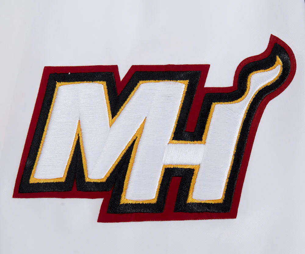 NBA MIAMI HEAT SCRIPT TAIL MEN'S SATIN JACKET (WHITE/BLACK) - Image 6