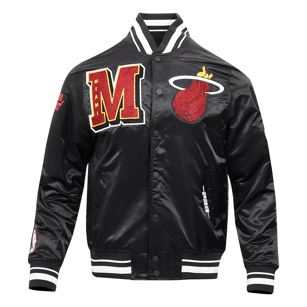 NBA MIAMI HEAT MASHUP MEN'S RIB SATIN JACKET (BLACK)