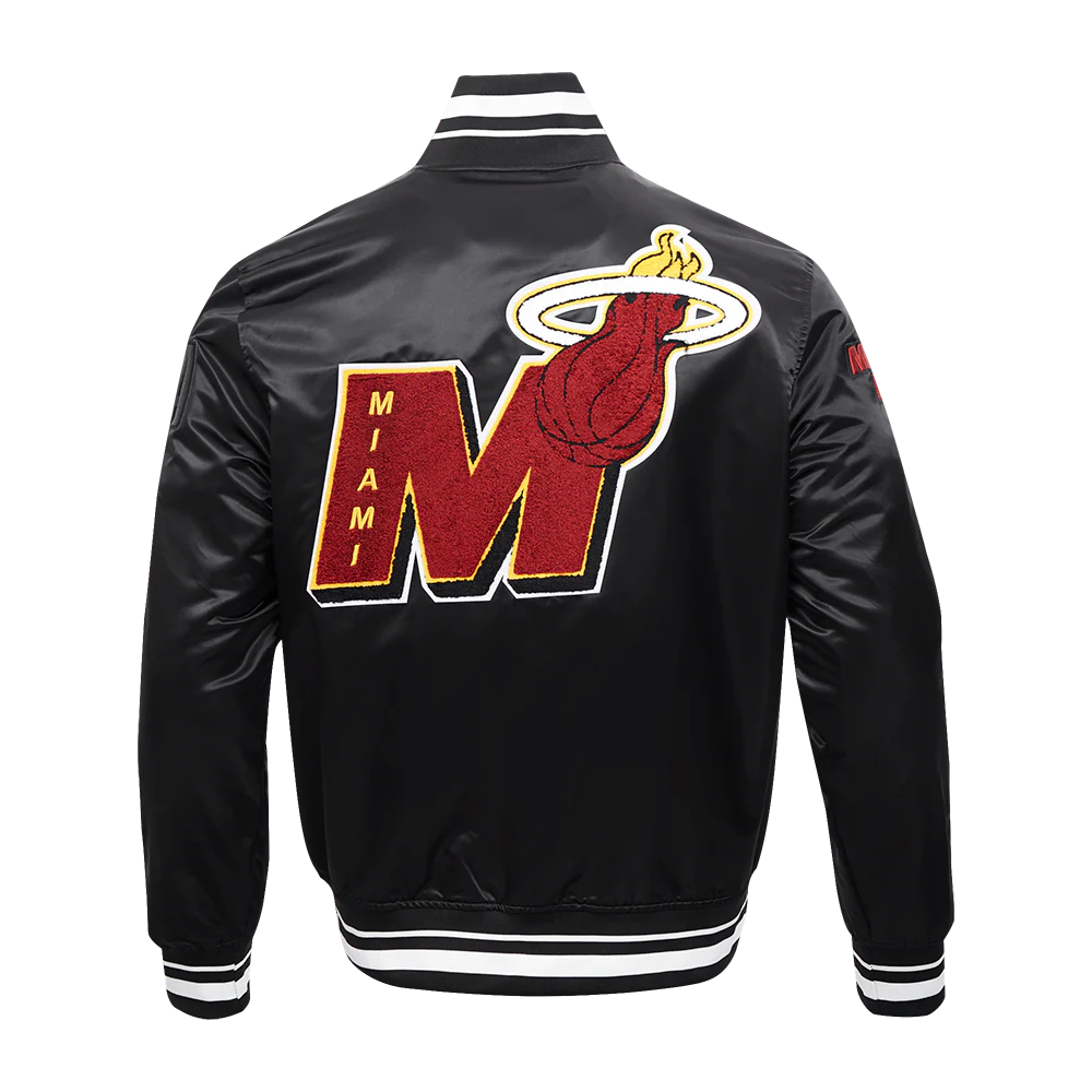 NBA MIAMI HEAT MASHUP MEN'S RIB SATIN JACKET (BLACK) - Image 4
