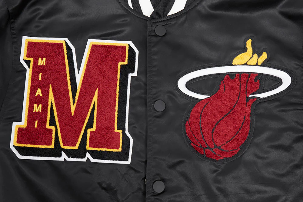NBA MIAMI HEAT MASHUP MEN'S RIB SATIN JACKET (BLACK) - Image 8