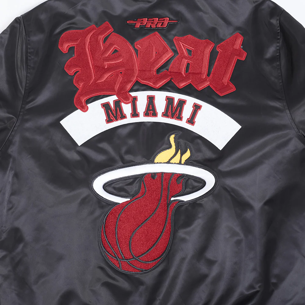 NBA MIAMI HEAT BEST OF MEN'S RIB SATIN JACKET (BLACK) - Image 10